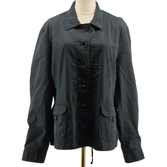 Façonnable Jackets & Blazers - Façonnable Jacket Womens XL Blue Cotton Blend Twill Collared Lined Pockets